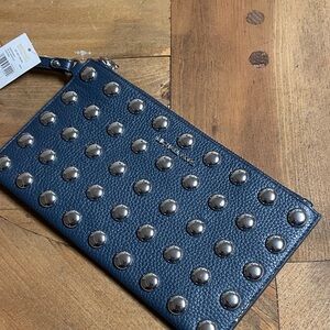 Michael Kors Studded Navy Blue Leather Wristlet